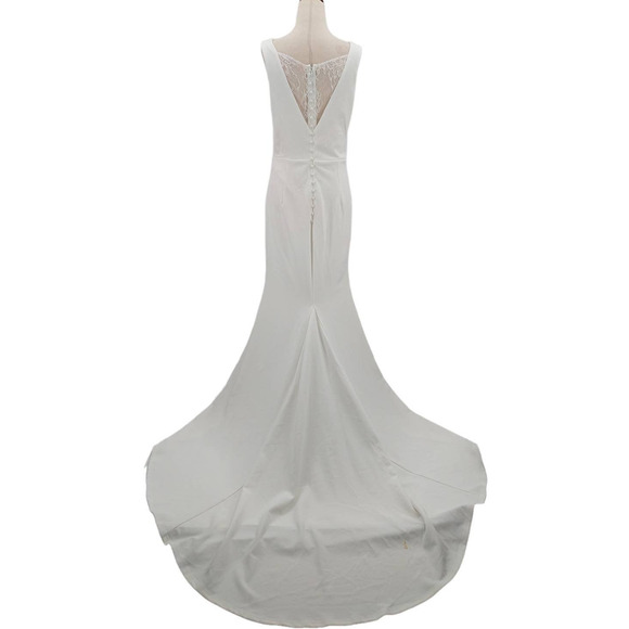 LULU'S Sz S Extraordinary Romance White Button Back Mermaid Maxi Dress B107 - Picture 4 of 11